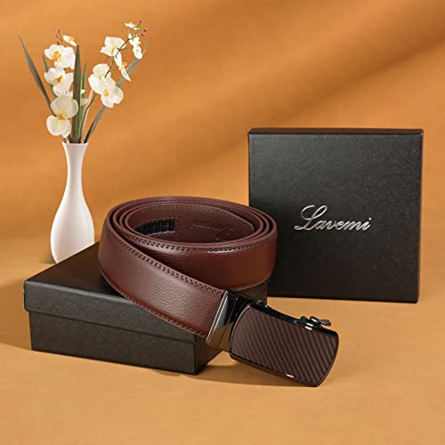 Image of Lavemi Men's Real Leather Ratchet Dress Belt with Automatic Buckle,Elegant Gift Box
