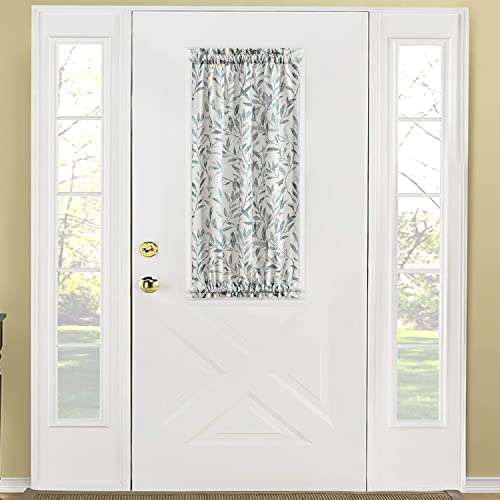 Image of VOGOL Leaves Print Patio Door Curtain, Light Filtering Front Door Curtains for Glass Window, 1 Piece Short Drapery Rod Pocket Panels for Kitchen, 25x40 in