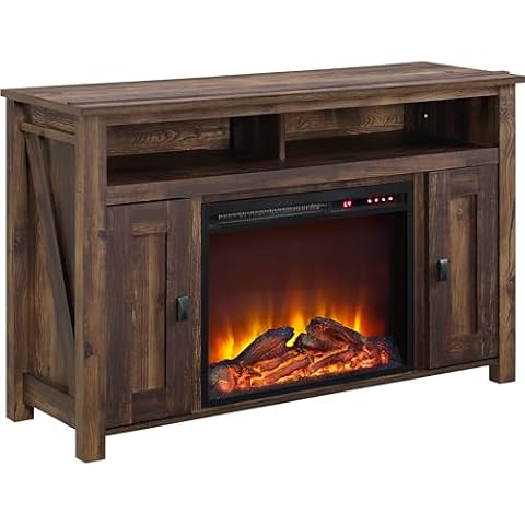 Ameriwood Home Farmington Electric Fireplace TV Console for TVs up to 50", Rustic Cover