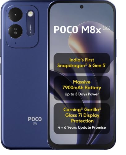 Image of POCO M8x 5G (Blue, 128 GB) (6 GB RAM) | Snapdragon 4 Gen 5 Processor | 6.9-inch 120Hz Display | 50MP Dual AI Camera | 7900mAh Battery