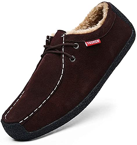 Men Slip On Moccasin Slippers Loafers Suede Indoor Outdoor Boat Shoes Casual Fuzzy Comfy Wool-blend Memory Foam