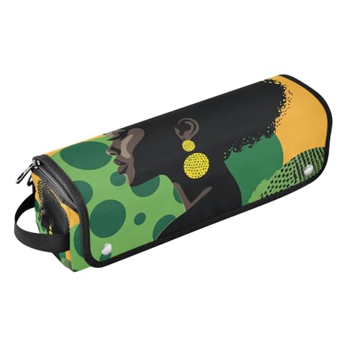 Bolsa de viaje para herramientas de cabello y tapete resistente al calor con cierre, soporte para planchas, rizadores y planchas alisadoras, color verde amarillo