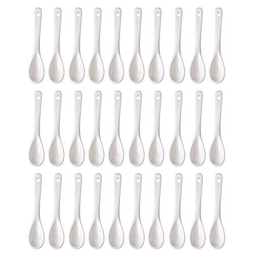 set of 30 Mini ceramic spoon white spoon sugar tea dessert ice cream kitchen spoon 32inch