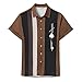 Royaura Hawaiian Shirt for Men,Printed Summer Beach Vintage Bowling Button Down Short Sleeves Casual Shirts Brown