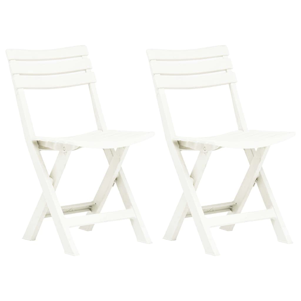 Lot de 2 chaises de jardin pliantes, en plastique, blanches, 44 x 41 x 78 cm, résistantes aux intempéries, légères et pliables, pour terrasse, balcon, camping, jardin