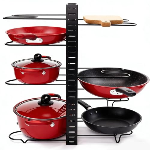 Generico Organizador de ollas y sartenes, divisor ajustable de 8 estantes, estante ajustable para ollas, para cocina, despensa casa, herramientas, armario, secado bandeja