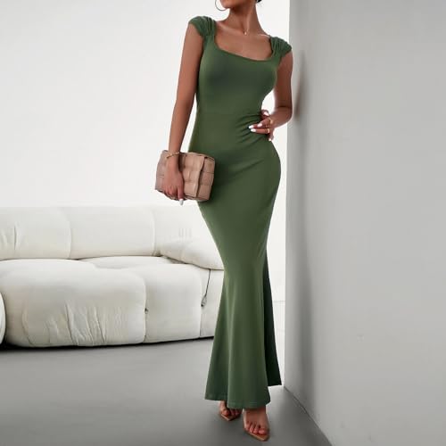 Image of ODIZLI Long Bodycon Dresses For Women Sexy Sleeveless Dress Cap Sleeve Maxi Cami Dresses for Women