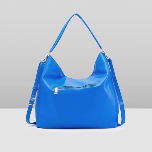 Image of Caprese Fiorella Hobo LargeBlue Shoulder Bag for Women| Stylish, Versatile Handbag for Everyday Use | Perfect for Casual Outings, Work| Spacious Design with Comfortable Adjustable & Detachable Strap