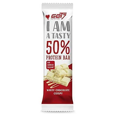 Got7 Nutrition 50% Protein BAR - Protein Bar Without Added Sugar Low Sugar Protein Bar Fitness Bar - 10x 60g (White Chocolate Crispy) Cover