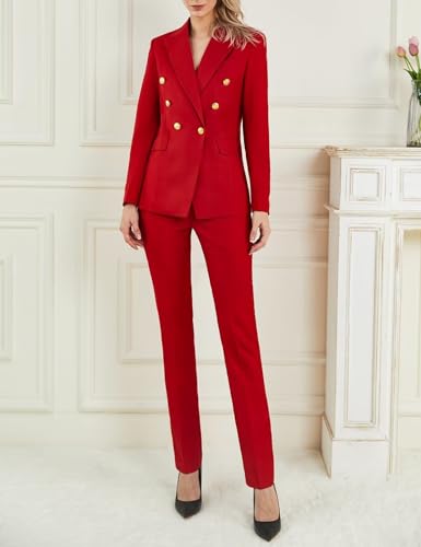 Women's 2 Piece Suit Notched Lapel Pants Suits Set for Women Business Casual Office Work Tuxedo Blazer Pants Set2