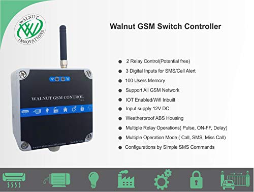 Image of Walnut Innovations GSM Mobile Switch 2 Relay Control, White,ABS Body