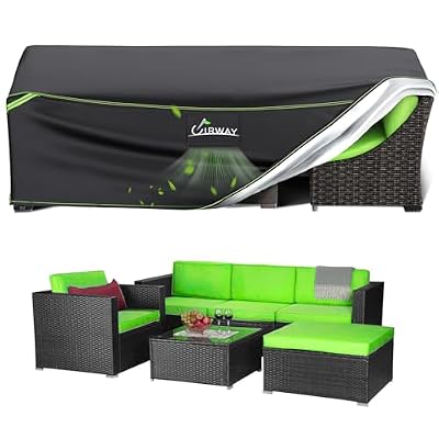 UIRWAY Patio Furniture Covers, 90" L x 65" W x 28" H Outdoor Furniture Cover Waterproof, Outdoor Sectional Sofa Covers, 420D Heavy Duty Rectangular Patio Table and Chairs Cover with Reflective Strips