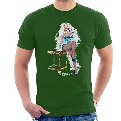 VINTRO - Maglietta da uomo Marilyn Monroe Stockings Ritratto originale di Sidney Maurer, stampa professionale Verde foresta XL