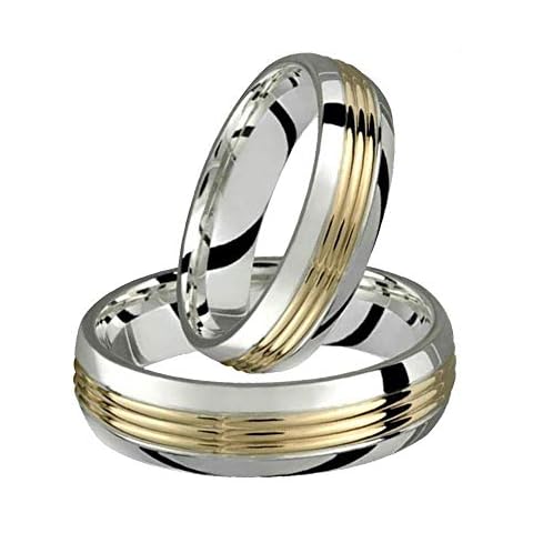 Alain Raphael two-tone .925 sterling silver & 10K yellow gold (solid, not plated) 6 millimeters wide wedding band set Cover