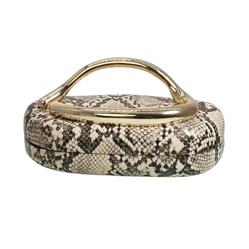 Image of Women Woven PU Leather Clutch Box Metal Handle Evening Bag Trendy Leather Handbag Weave Shoulder Purse for Causal