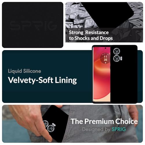 Image of SPRIG Compatible with Moto G96 Premium SilkTone Back Cover Drop Tested Shock Proof Mobile Case for Men, Women, Boys and Girls with Camera Protection (Black)