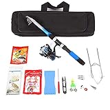 Kit completo de pesca: telescópica caña de pescar + carrete de la pesca Spinning Pesca + bolso de la caja + Varios + señuelos de pesca Pesca en algunos accesorios de pesca necesarios Ganchos + ..