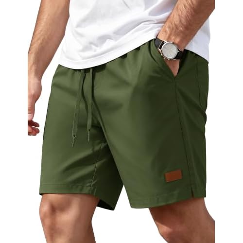 TACVASEN Men's Shorts 7 Inch Casual Summer Beach Shorts with Zipper Pocket