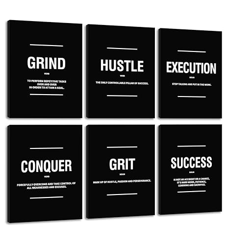 COSCTOR Set of 6 Motivational Wall Art Picture Decor Grind
