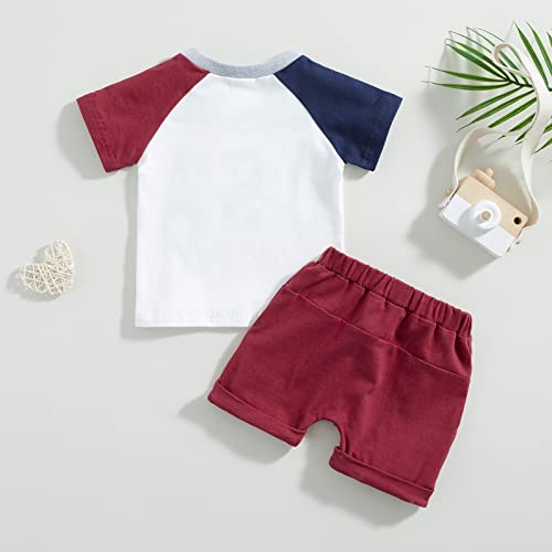 Duanyozu Baby Boy 4Th Of July Outfit Usa Print Short Sleeve Tshirt Top Retro Shorts Set Toddler Boy Fourth Of July Outfit (Usa-Retro Red,2-3T) #TOP6