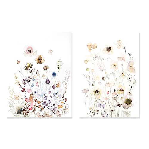 Peinture sur toile de plantes florales modernes aquarelles pour salon 2x 60x70cm