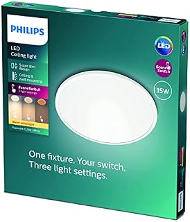 Philips LED Superslim SceneSwitch Dimmable Ceiling Light 2700K 18W (Warm White - Black) for Indoor Home Lighting in Livingroom and Bedroom