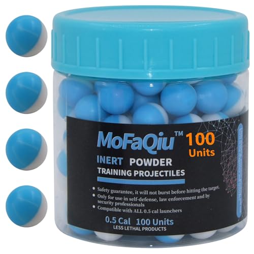 MoFaQiu .50 Cal Inert Ball,Fracture Groove Design,Laser Welding,for Training Paintball,Pepper Practice Balls, Pepper Training Ball, Compatible All .50 Cal Pepper Ball launchers (100 Units)