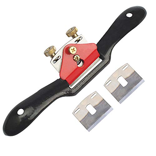 CRGL Afeitadora Ajustable 9,4 '' con Base Plana y 2 Cuchillas Metal Repuesto, Cepilladora Manual para Herramienta de Carpintería, para Planos Suavizado Recorte Bordes Chaflán Cover