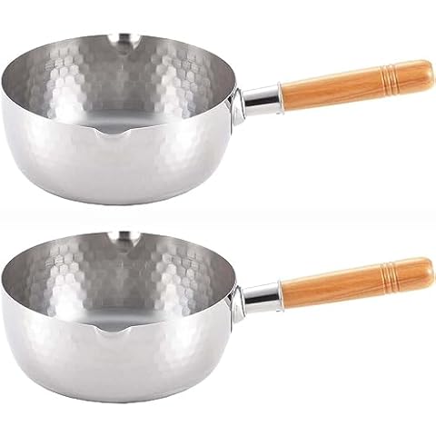 Japanese Stainless Steel Yukihira Saucepan 18cm Cooking Pan Pot, Made in Japan, 1.7 Quart, 2 Pack Cover