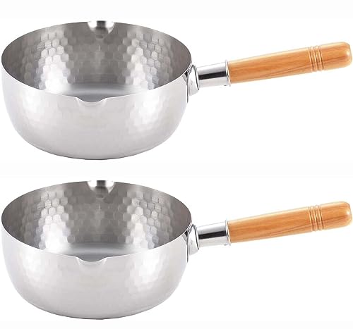 Japanese Stainless Steel Yukihira Saucepans 18cm Cooking Pot, 1.7 Quart, Made in Japan, 2-Pack