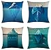 SCVBLJS Fundas De Cojines De Iceberg De Mar Profundo Juego De 4 Fundas De Almohada Cuadradas De Lino Decoración para El Hogar para El Sofá Decoración del Dormitorio del Coche 45 X 45 Cm