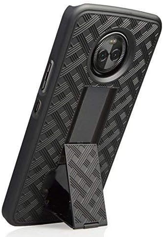 Miniatura 2 de Funda compatible con Motorola Moto Z4, Motorola Moto Z4 Play Clip para cinturón cubierta cubierta cubierta de soporte Criss Cross Negro Nuevo diseño