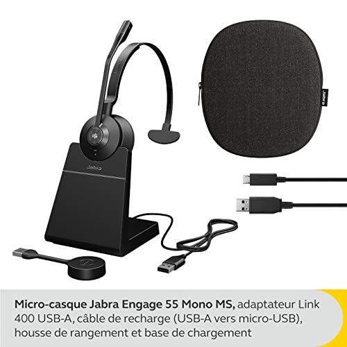Jabra Engage 55 – Micro-casque mono sans fil avec adaptateur DECT USB-A Link 400, Microphone à réduction de bruit, Portée étendue et base de chargement – Certifié MS Teams – Noir - Les Beatles, Paul McCartney, John Lennon, RIngo Starr, George Harrison Jabra Engage 55 - Micro-casque mono sans fil avec adaptateur DECT USB-A Link 400, Microphone à réduction de bruit, Portée étendue et base de chargement - Certifié MS Teams - Noir – Image 3