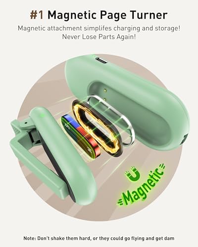 Maxonar 2 in 1 RF Fernbedienung Seitenwenden für Kindle mit Magnetischer Ladefunktion, Kindle Clicker Page Turner Kompaktes Körper Kompatibel mit Kindle Paperwhite/Kindle Oasis/Kindle Scribe, Schwarz