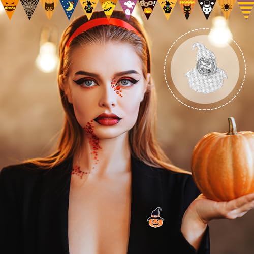 Giegxin 40 Pcs Halloween Enamel Pins Bulk Cute Vampire Skull Ghost Skeleton Pumpkin Witch Bats Candy Brooches Goth Lapel Pins for Backpacks Clothes Bags Accessories Gifts4