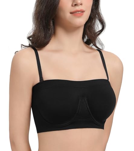Image of Lemorosy Women's Invisible Seamless Non-Padded Underwire Bandeau Multiway T-Shirt Bra