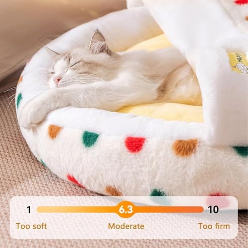 Panier chat rond lavable et abri confortable coussin doux antidérapant M - 4