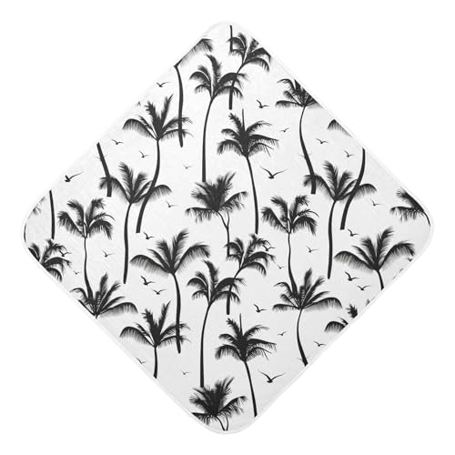 Msyxl Black Palms Birds Hooded Towel - Ultra Soft & Absorbent Muslin Cotton Bath Towel for Babies, Toddlers, Newborn - Boys & Girls Essential 30