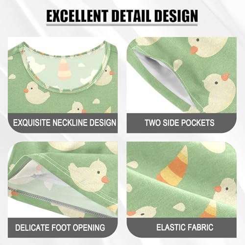ALAZA Duck Funny Stylish Pajamas Set Short Sleeve Cotton Sleepwear Summer Pjs 2 Piece 5-14Y4