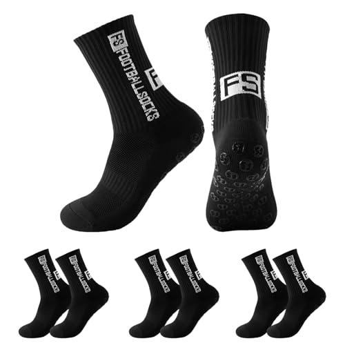 WoRuyKot 3 Paar Fußball Socken, fussball socken, Grip-Socken, Unisex Socks für Fussball Basketball Handball Tennis Laufen (DE/NL/SE/PL, Numerisch, 38, 46, Regular, Regular, Schwarz)