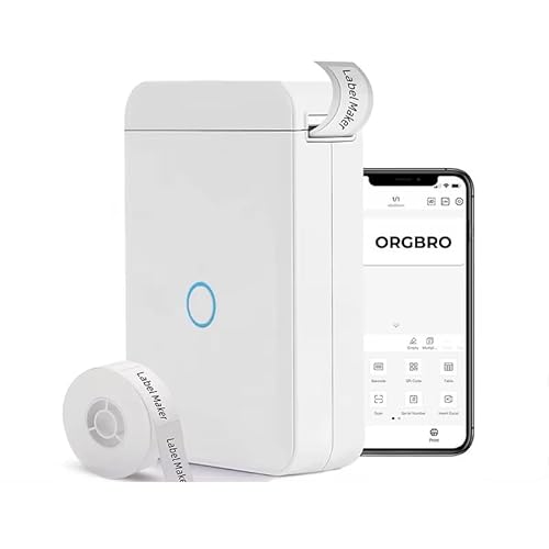 ORGBRO Label Maker Machine with Tape, X1 Portable Bluetooth Mini Label Printer, Support Pre-Cut & Continuous Label, Wireless Small Label Makers with Versatile App for School Home Office Organization