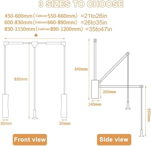 Rail de penderie extensible 45-115cm à fermeture douce pour dressing - 3