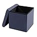 Seville Classics Cushioned Fabric Ottoman Hidden Storage Chest Footrest Chair, Padded Seat for Bedroom, Dorm, Loft, Living Room, Entryway, Hallway, Midnight Blue, 15.7