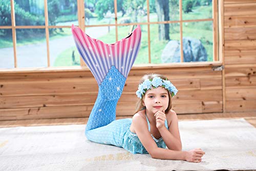 Fishtailfun Mermaid Swimsuit Costume Cosplay Mermaid for Swimming for Girls, Princess Bikini Set - Thumbnail 4