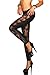 Amour - Sexy Black Floral Lace Combination Stretchy Leggings Tights Pants Clubwear (Lace Pattern:Side Trims)