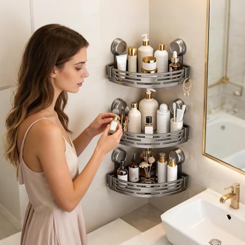 Étagères de douche d'angle sans perçage pour finir avec le désordre - 4