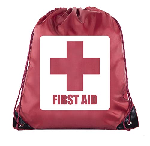Image of Mato & Hash First Aid Backpack Drawstring Medical Bag for Emergencies or Epi Pen & Medicine - 10PK Maroon CA2500FirstAid S4
