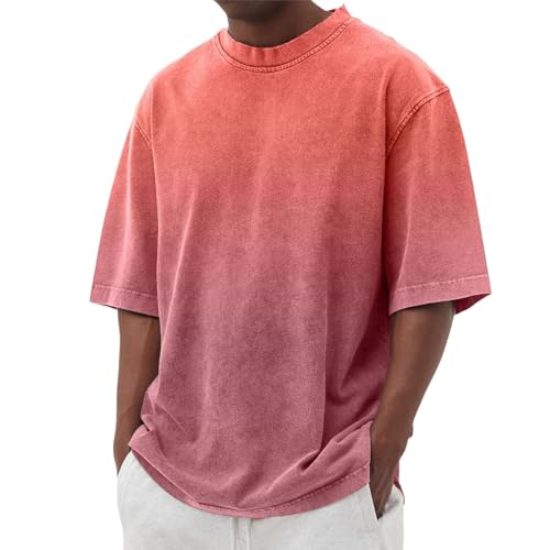 Tee shirt homme sport col rond délavé dégradé de couleurs
