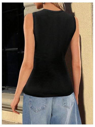 Verdusa Women's Old Money Clothes Elegant Button Down Sweater Vest Sleeveless Crew Neck Vintage Tank Top2