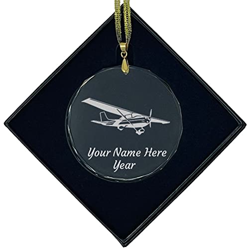 LaserGram Décoration de Noël, avion en forme d'aile haute, gravure personnalisée incluse (forme ronde)